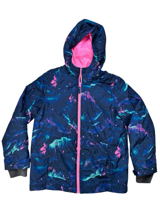Lands' End Other - LANDS END Splash Colorful Hooded Insulated Jacket Sz Large 10-12 Husky Blue Pink